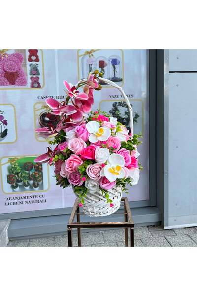 velve Cosulet Royal Orchid, cu orhidee si trandafiri de sapun,alb, roz, fucsia