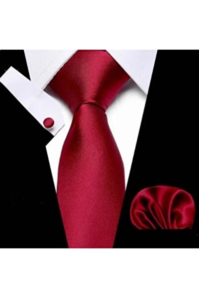 KESNUP Elegant tie, handkerchief and 2 cufflinks set, Red