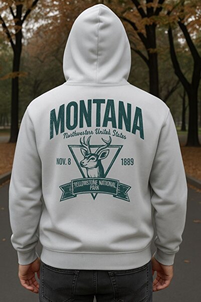 MELOOX Hanorac cu glugă cu imprimeu Montana Yellowstone Geyik – îmbrăcăminte ...