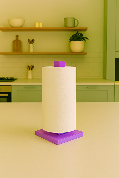 DemCey Home Square Wooden Paper Towel Holder, Roll Towel Holder, Napkin Holder