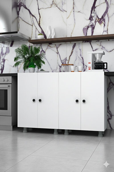 Yeni Vitrin Çok Amaçlı Mutfak Banyo Kiler Dolabı 160 cm Beyaz