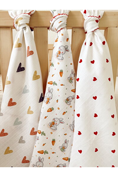 Cloudy طقم متعدد الأغراض مكون من 3 أغطية وبطانيات من الموسلين، 100% قطن، بطان...