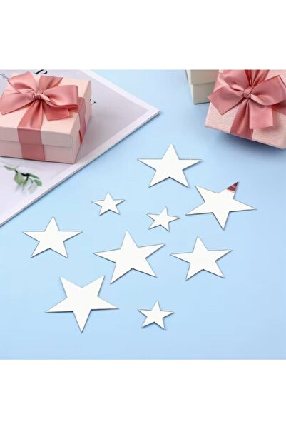 zafrakreklam ديكور زخرفي على شكل نجمة مرآة من البليكسي المختلط لاصق 7 سم - 5 سم - 3 سم - إجمالي 40 قطعة