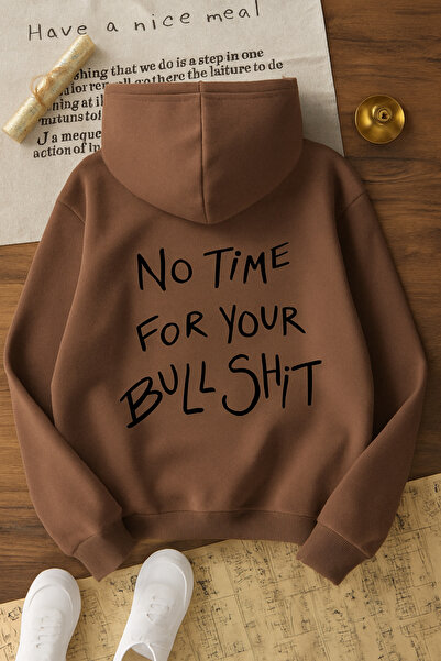 SVART WEAR Няма време за глупости Огромна памучна ежедневна качулка с качулка...