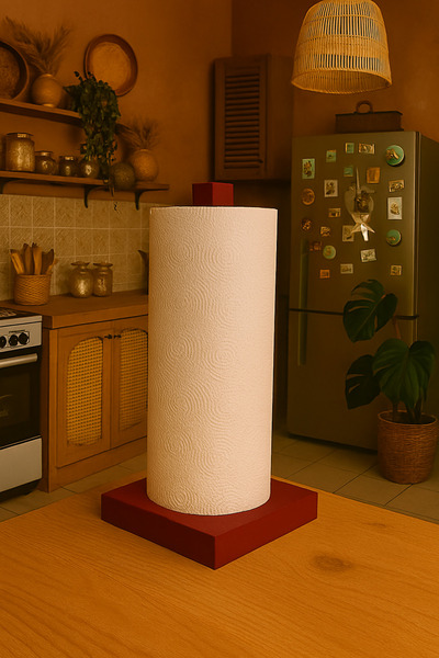 DemCey Home Square Wooden Paper Towel Holder, Roll Towel Holder, Napkin Holder