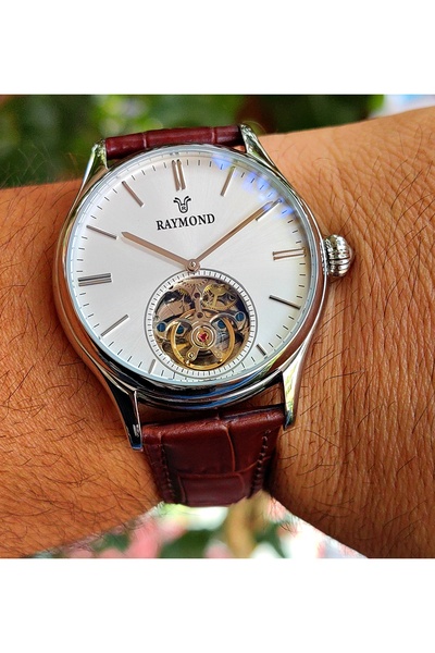 Raymond Silver White Steel Automatic Men's Wristwatch