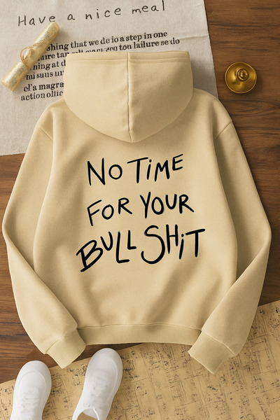 SVART WEAR No Time For your Bullshit oversized Cotton Casual Hoodie με κουκού...