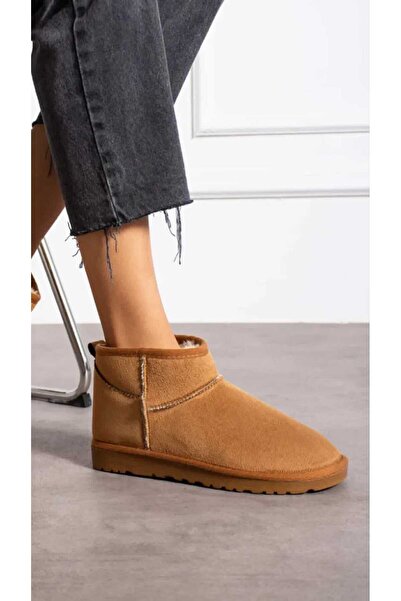 C Bulut Collection Mini Taba Süet İçi Kürklü Kadın Bot