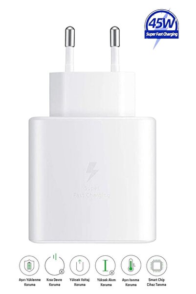 HANPORIUM Samsung Galaxy Tab S10 FE Plus Uyumlu 45W Type-C Girişli Super Hızlı Şarj Adaptörü - Garantili