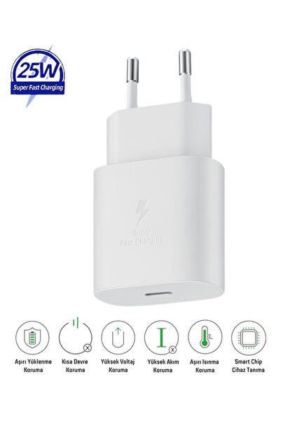 HANPORIUM Samsung Galaxy Tab S10 FE Plus Uyumlu 25W Type-C Girişli Super Hızlı Şarj Adaptörü - Garantili