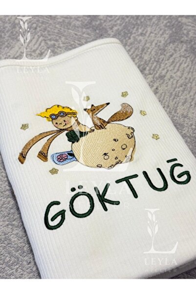 LEYLA ATELIER Nakışlı Tek Bebek Battaniyesi - Hastane Çıkışı - Kişiselleştiri...