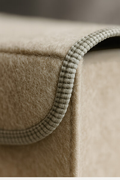 YUNUSOĞLU HOME Krem Dolap İçi, Çamaşır, Oyuncak Düzenleyici, Saklama Kutusu, Keçe Sepet Organizer 29X30 Cm