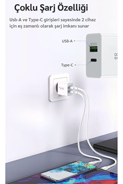 HANPORIUM Samsung Galaxy Tab S10 FE Uyumlu 25W Ultra Hızlı Çoklu Şarj Cihazı Adaptör - Garantili