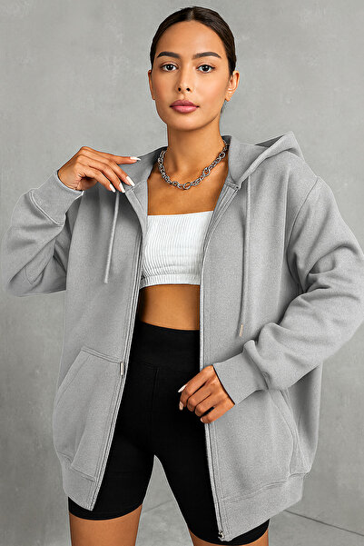 classy moda Jachetă oversize, confortabilă și elegantă, cu glugă, cu fermoar,...