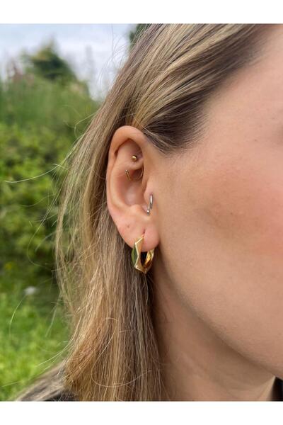 Glowy&Co. Geometric Elegance Gold Color Non Tarnish Steel Hoop Earrings