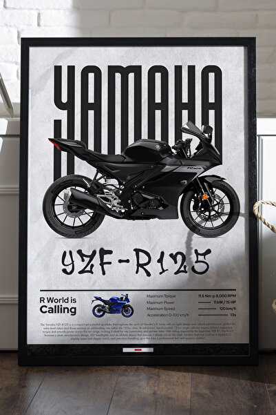Duvarda Poster cu ramă din lemn negru Yamaha YZF-R125, pictură decorativă de ...