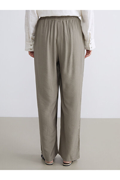 LC Waikiki Elastic Waist Textured Wide Leg Women's Trousers