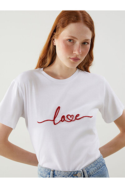 LC Waikiki Tricou pentru femei cu broderie cu gâtul rotund de sezon nou