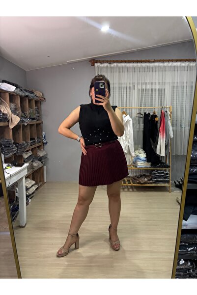 NESLİHAN KOCA BOUTİQUE KEMERLİ PİLELİ ŞORT ETEK