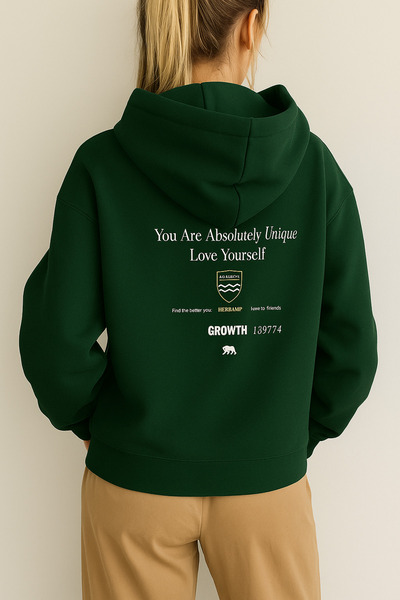 CLASSY.MODA سترة نسائية بقلنسوة بثلاثة خيوط مع طباعة على الظهر، مقاس كبير، مر...