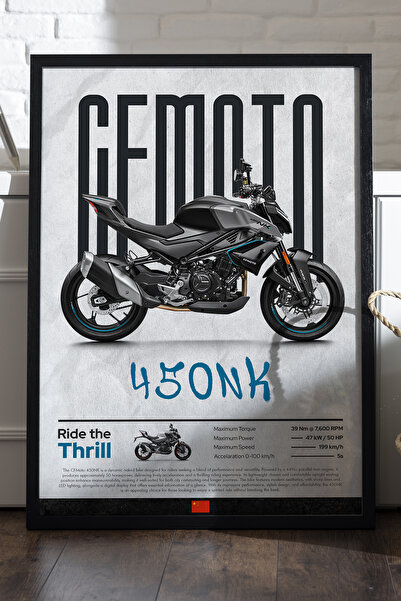 Duvarda CFMOTO 450 NK Αφίσα με Μαύρο Ξύλινο Πλαίσιο, Διακοσμητικός Πίνακας Το...