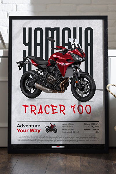 Duvarda Yamaha Tracer 700 Siyah Ahşap Çerçeveli Poster, Dekoratif Motosiklet ...