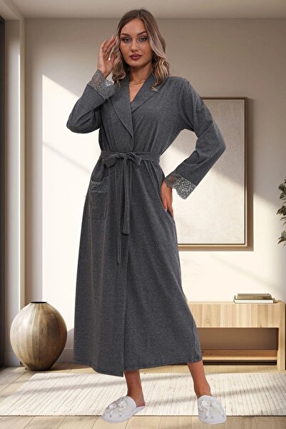 Viselya Smoked Plus Size Women's Dressing Gown