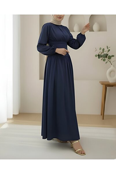 HİJABAYA Φόρεμα από ποπλίνα με φερμουάρ, ελαστικό μανίκι και μπούστο στο μπροστινό μέρος