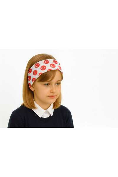 Eva Rose Red Turkish Flag Headband for April 23, October 29, Girls' School, Eid Hairband