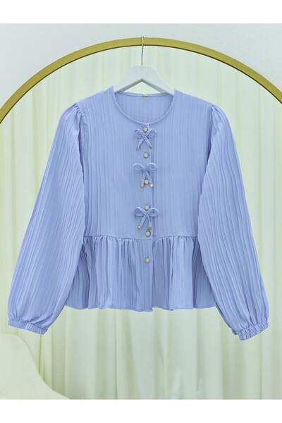 HİJABAYA Блуза с панделка отпред, копчета и еластични ръкави