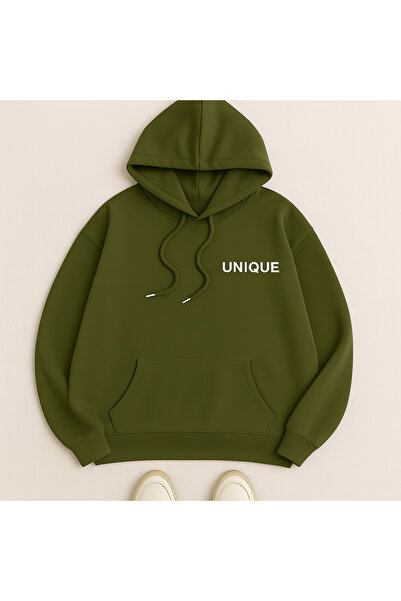 classy moda Oversized Sweatshirt with Hooded Kangaroo Pocket, Lettering on th...