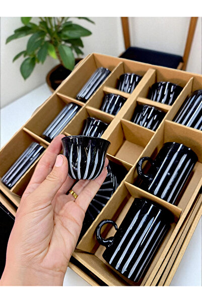 AYZ HOME Cut Crystal Glass Tea and Mirra Set - Arabic Coffee Set Tea Set 18 Pieces for 6 People