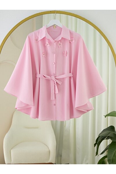 HİJABAYA Πόντσο με λεπτομέρεια λουλουδιών στο μπροστινό μέρος, κορδόνι στη μέ...