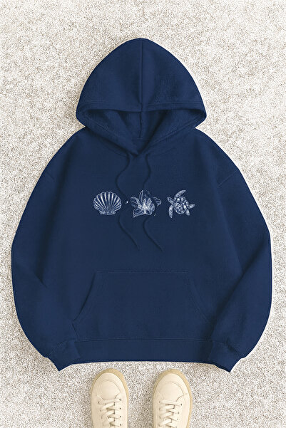 CLASSY.MODA Φούτερ με κουκούλα και τσέπη καγκουρό, υπερμεγέθη, με στάμπα με κ...