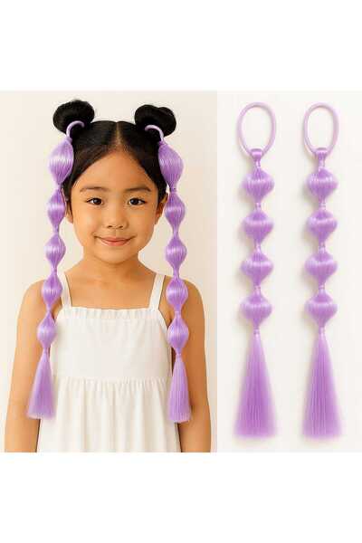 Eva Rose 2 Adet Renkli Lastikli Saç Sentetik Renkli saç Tokası Kız çocuk toka...