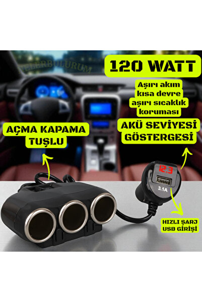 nelerbulurum TÜM ARAÇLARA UYUMLU AÇMA KAPAMA TUŞLU HIZLI ŞARJ USB GİRİŞLİ AKÜ...