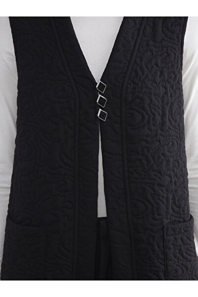 LC Waikiki Yeni Sezon V Yaka Kendinden Desenli Kadın Yelek