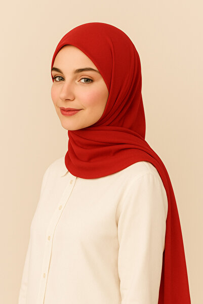 Merve Nayir Modest Clothing Combed Cotton Shawl Jersey Lycra Shawl Hijab Red