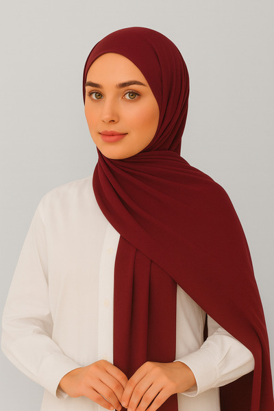 Merve Nayir Hijab Shawl Jersey Lycra Shawl Burgundy