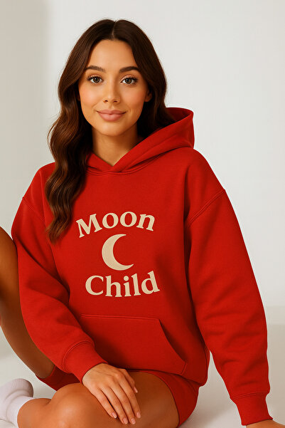 CLASSY.MODA Hanorac oversize pentru femei, cu glugă, buzunar cangur, față MOO...