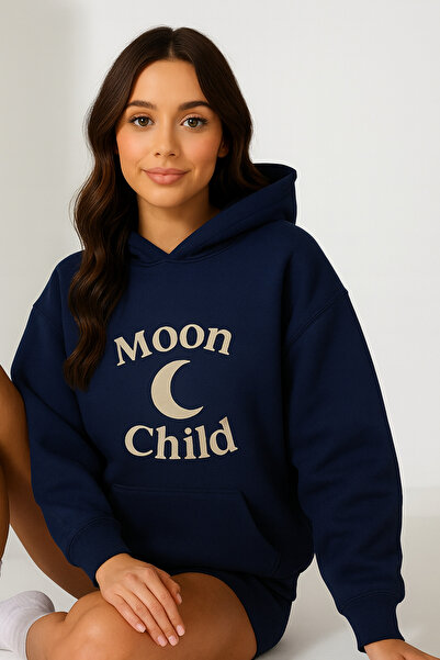 CLASSY.MODA Hanorac oversize pentru femei, cu glugă, buzunar cangur, față MOO...