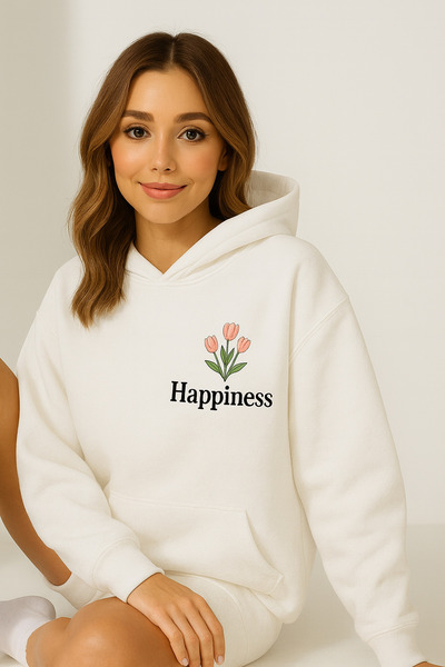 CLASSY.MODA Γυναικείο φούτερ με κουκούλα και τσέπες καγκουρό, oversize, μπροσ...