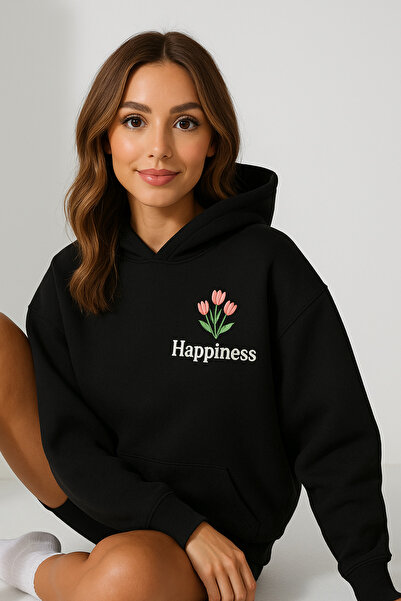 CLASSY.MODA Γυναικείο φούτερ με κουκούλα και τσέπες καγκουρό, oversize, μπροσ...