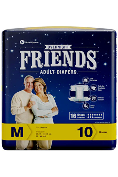 Friends حفاضات للكبار بنمط شريطي - 10 قطع مقاس XL مع قفل للرائحة، للجنسين، مقاس الخصر 42-68 بوصة؛ 12.92-172.72 سم