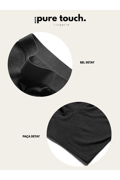 aura pure touch Men's 3-Piece Cotton Lycra Stretch Fabric Black Boxer