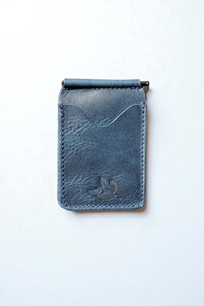 MAT Deri Navy Blue Men's Wallet Genuine Leather Money Clip Vintage Card Holder