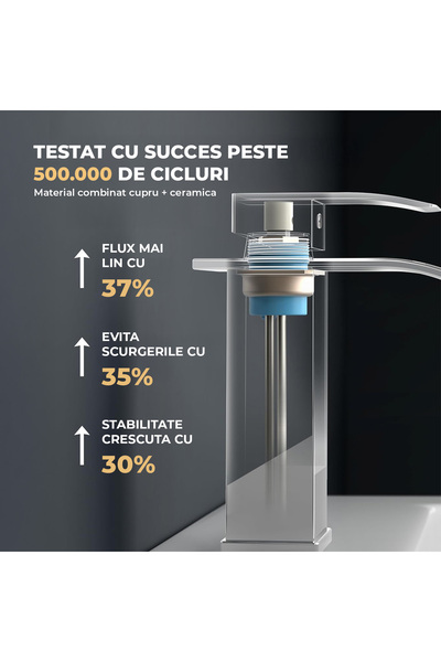 Elindor Baterie înaltă pentru chiuvetă argintie ®, tip cascadă, baterie modernă, 14 cm, nichel periat