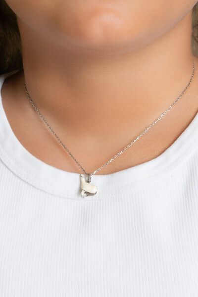 So CHIC... Fok Balığı 18 Ayar Beyaz Altın Kaplama 33 Cm Çocuk Kolye