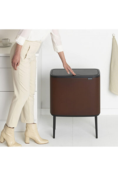 Brabantia Bo Touch 1005548 waste bin, 11+23 l, Smooth and silent opening, Large opening, Brown