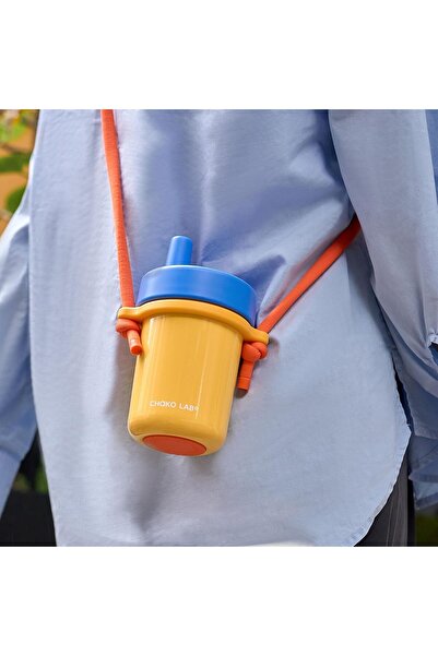 CHAKO LAB Kids Water Bottle with Carrying Rope and Straps | Vacuum Insulated Stainless Steel 16oz